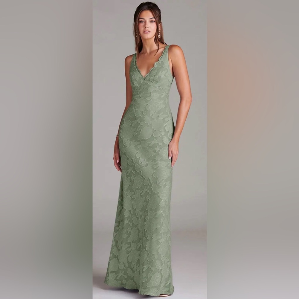 Azazie V-Neck Green Maxi Dress